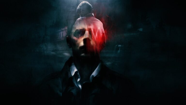 Silver Pines protagonist walking through a foggy 2.5D small-town street at night